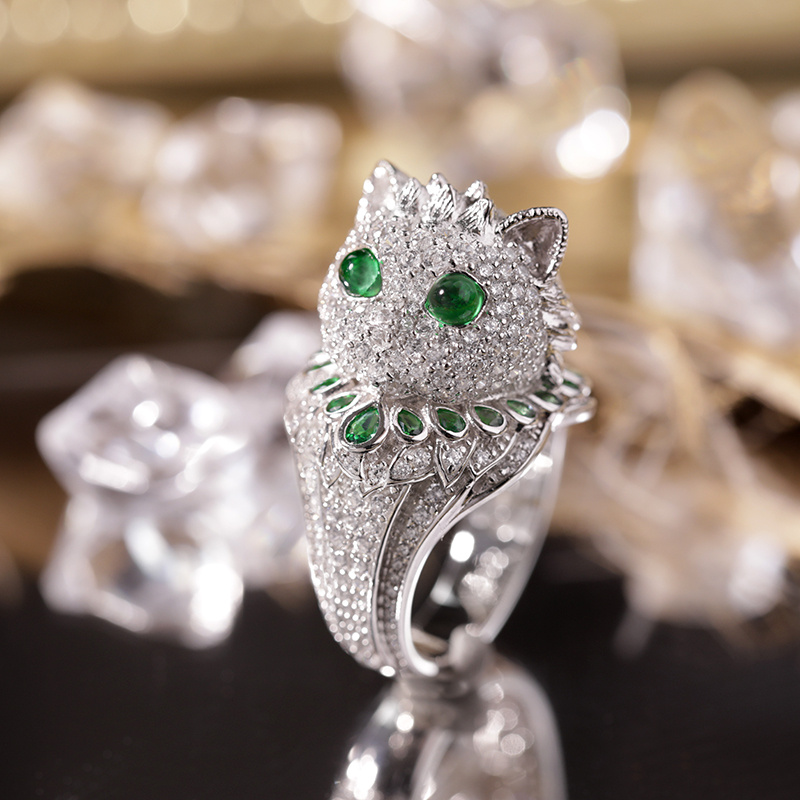 Premium Designer Sterling Silver Simulated Emerald - Image 2